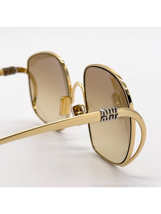 New Miu Miu MU A57S Gold Yellow Oversized Sunglasses MUA57S 5AK20S main image 9